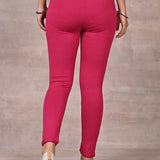 Rose Pink Ankle Length Plain Legging - Lakshita