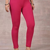 Rose Pink Ankle Length Plain Legging - Lakshita