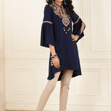 Blue Embroidered Georgette Tunic for Women