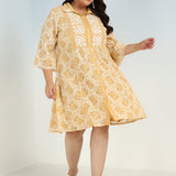 Mustard Lace Collared Tunic for Women