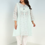 Spa Blue Rachael Kurti with Keyhole Neck