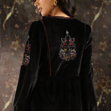 Black Velvet Tunic with Threadwork and Tassels