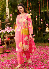 Tarana Fuchsia Pink Printed Chanderi Kurta Set for Women