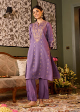 Noor Light Purple Embroidered Co-ord Set for Women