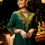 Faiza Emerald Embroidered Co-ord Set for Women