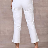 White Pant with Elastic Waist Band - Lakshita