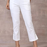 White Pant with Elastic Waist Band - Lakshita