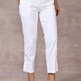 White Pant with Elastic Waist Band - Lakshita