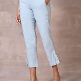 Spa Blue Pant with Elastic Waist Band - Lakshita