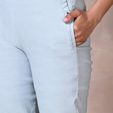 Spa Blue Pant with Elastic Waist Band - Lakshita