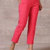 Rose Pink Pant with Elastic Waist Band - Lakshita