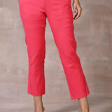 Rose Pink Pant with Elastic Waist Band - Lakshita