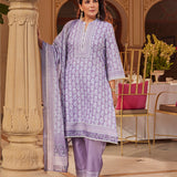 Fiona Mauve Printed Cotton Linen Set with Dupatta