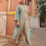 Zahra Blue Printed Kurta Set for Women