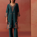 Nikhat Emerald Embroidered Rayon Co-ord Set for Women