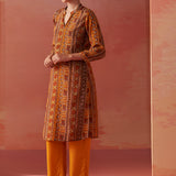 Maysa Mustard Embroidered Chiffon Co-ord Set for Women