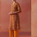 Maysa Mustard Embroidered Chiffon Co-ord Set for Women