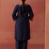 Nikhat Navy Blue Embroidered Rayon Co-ord Set for Women