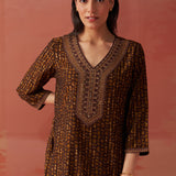 Nazia Coffee Brown Printed Co-ord Set for Women