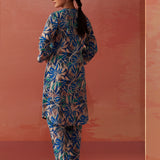 Emaira Blue Printed Rayon Co-ord Set for Women