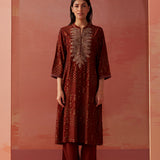 Nyla Maroon Printed Viscose Co-ord Set for Women