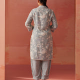 Alvia Silver Grey Printed Viscose Cotton Straight Co-ord Set