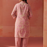 Alvia Rose Pink Printed Viscose Cotton Straight Co-ord Set