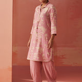 Alvia Rose Pink Printed Viscose Cotton Straight Co-ord Set