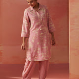 Alvia Rose Pink Printed Viscose Cotton Straight Co-ord Set