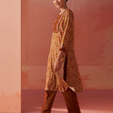 Sofia Ochre Printed Rayon Co-ord Set for Women