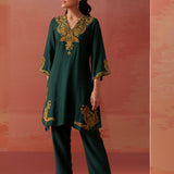 Faiza Emerald Embroidered Co-ord Set for Women