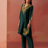 Faiza Emerald Embroidered Co-ord Set for Women