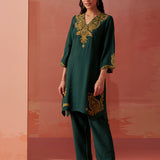 Faiza Emerald Embroidered Co-ord Set for Women