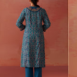 Sofia Teal Blue Printed Rayon Co-ord Set for Women