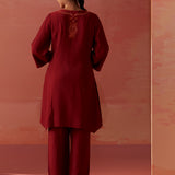 Faiza Maroon Embroidered Co-ord Set for Women