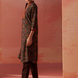 Samiya Black Printed Chanderi Kurta