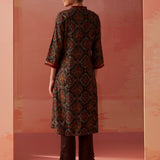 Samiya Black Printed Chanderi Kurta