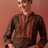 Samiya Black Printed Chanderi Kurta