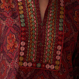 Samiya Wine Printed Chanderi Kurta