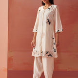 Farida Ivory Embroidered Chanderi Tunic for Women