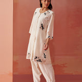 Farida Ivory Embroidered Chanderi Tunic for Women