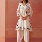 Farida Ivory Embroidered Chanderi Tunic for Women