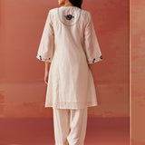 Farida Ivory Embroidered Chanderi Tunic for Women