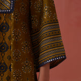 Arayna Light Olive Printed Chanderi Kurta for Women