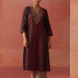 Aaliyah Wine Printed Kurta