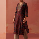 Aaliyah Wine Printed Kurta