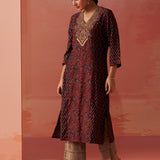 Aaliyah Wine Printed Kurta