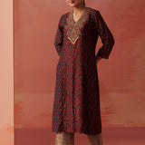 Aaliyah Wine Printed Kurta