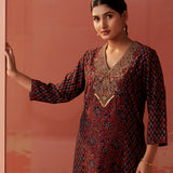 Aaliyah Wine Printed Kurta