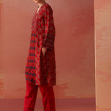 Arayna Red Printed Chanderi Kurta for Women